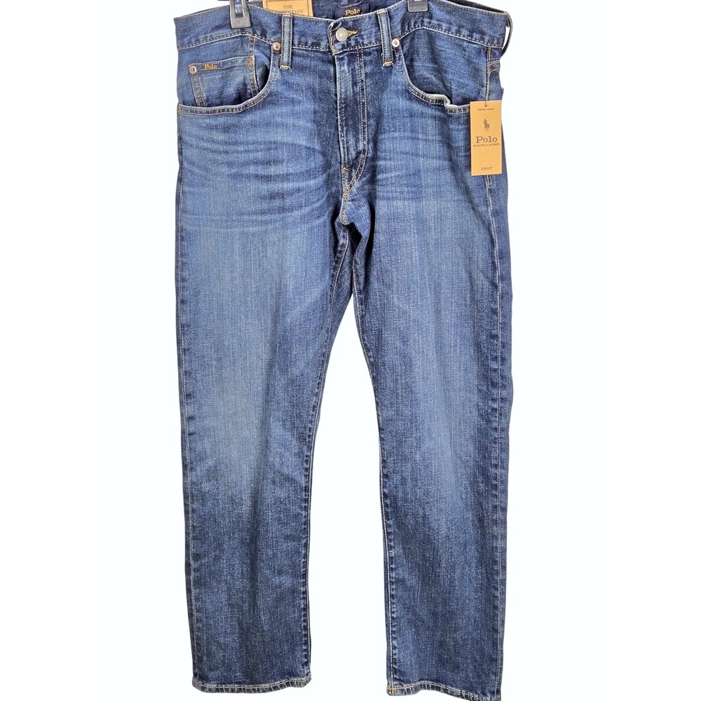 Men's Polo Ralph Lauren NWT 33x30 The Hampton Straight Jeans Medium Wash - Picture 1 of 5